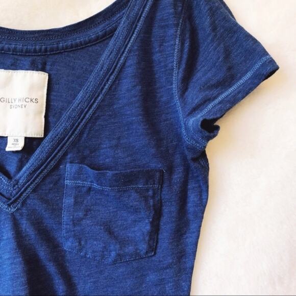 Gilly Hicks Navy Blue V-Neck Short Sleeve T-Shirt - Picture 6 of 7